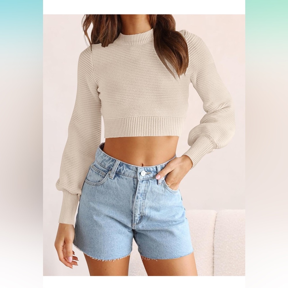 Women's Cream Crew Neck Sweater